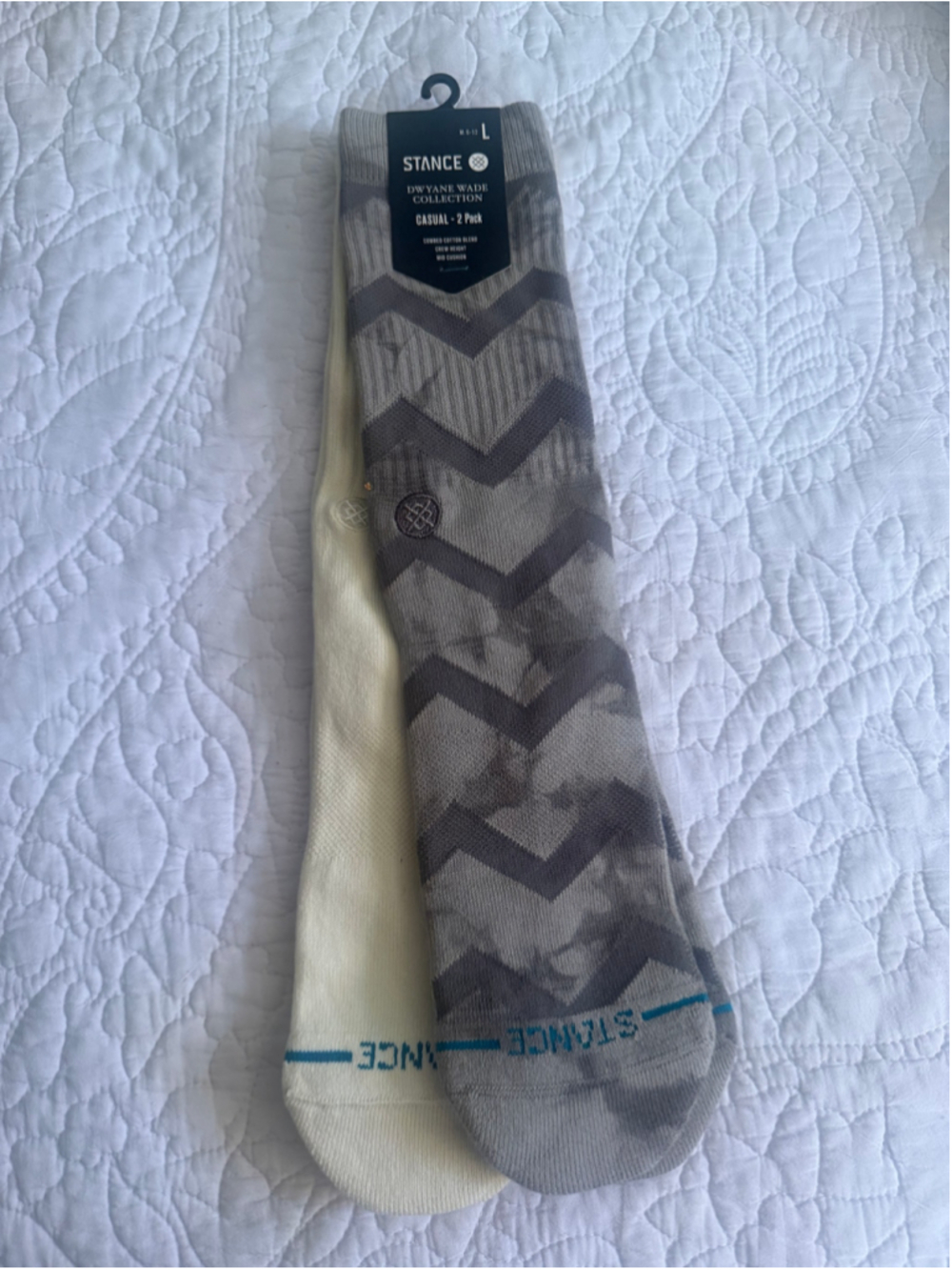 Stance Dwyane Wade Casual Crew Socks - Beige/Grey - Size L